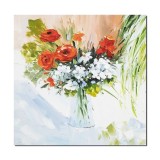 Tablou pictat manual, Aranjament floral in cutit, 60x60cm ulei pe panza efect 3D, superb