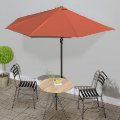 vidaXL Umbrelă balcon tijă aluminiu cărămiziu 300x155x223cm semirotund