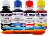 Set Flacone Cerneala Ink-Mate Compatibil Canon GI41,1x100ml Black, 1x100ml Cyan, 1x100ml Magenta, 1x100ml Yellow, Pix cu mec si Textmarker