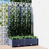 VidaXL Jardinieră de grădină cu spalier,albastru gri, 80x40x121,5 cm, PP