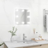 Cumpara ieftin Oglindă de perete cu lumini LED, sticlă, pătrată