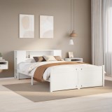 vidaXL Pat cu bibliotecă fără saltea, alb, 140x190 cm, lemn masiv pin 3322434