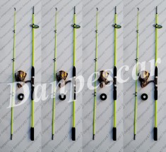 SET 4 Lansete WB fibra sticla plina 2,10m cu 4 Mulinete MA6000 11 rulmenti