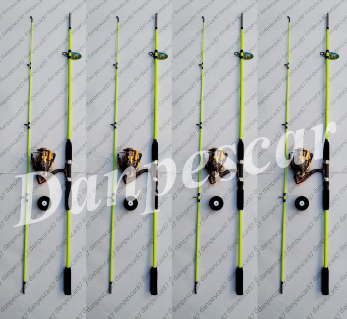 SET 4 Lansete WB fibra sticla plina 2,10m cu 4 Mulinete MA6000 11 rulmenti