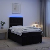 Cumpara ieftin Pat cu arcuri LED si saltea Negru 120 x 200 cm Catifea