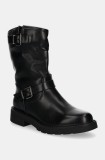 Answear Lab botine femei, culoarea negru, cu toc plat