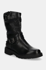 Answear Lab botine femei, culoarea negru, cu toc plat