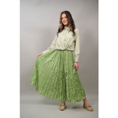 FUSTA CU EFECT CRINKLE ASIMETRICA IN PARTEA DE JOS SPLENDORE TALIE UNICA Verde