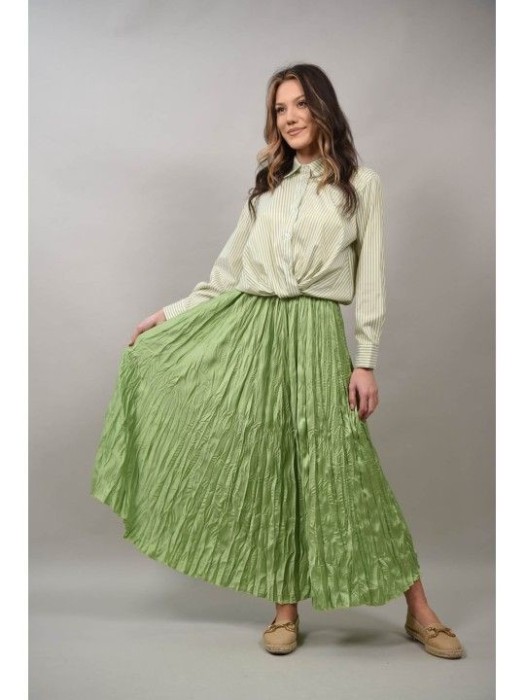 FUSTA CU EFECT CRINKLE ASIMETRICA IN PARTEA DE JOS SPLENDORE TALIE UNICA Verde