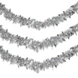 Beteală Crăciun, Tinsel, Argintiu, Dimensiuni 3m x 8cm, Plastic, Oem
