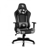 Scaun gamer - cu perna lombara si de cap - Gri