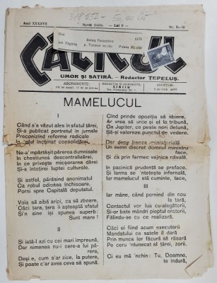 CALICUL , ZIAR DE SATIRA SI UMOR , ANUL XXXXVII , NR. 9-10 , 1928 foto