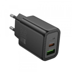 Incarcator Retea HOCO N61, 20W, 3A, 1 x USB-A - 1 x USB-C, Negru