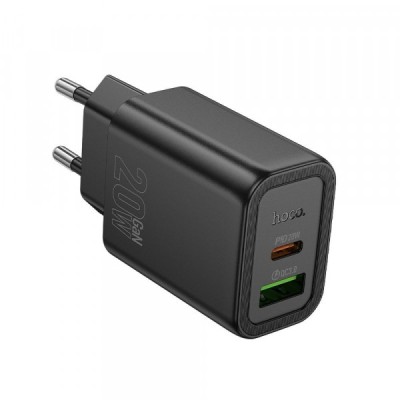 Incarcator Retea HOCO N61, 20W, 3A, 1 x USB-A - 1 x USB-C, Negru foto