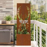 Ghiveci de Grădină cu Panou Decorativ Ruginit 50 x 140 cm