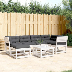 vidaXL Set canapele de grădină cu perne 6 piese alb lemn masiv de pin