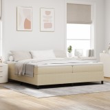vidaXL Pat cu Somier cu Saltea Bej 200x200 cm Țesătură Corduroy
