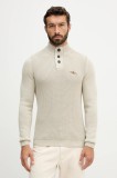Aeronautica Militare pulover de bumbac culoarea bej, light, cu turtleneck, MA1572UL00409