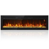 HOMCOM Șemineu electric de 170 cm, &icirc;ncastrabil sau de perete, 1500 W, timer 24 ore, flacără reglabilă, cristale | Aosom Romania