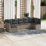 Gossi set canapele de gradina, 7 piese, cu perne, gri, poliratan