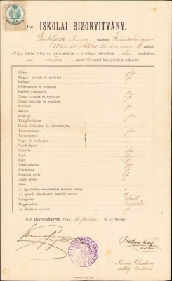 A1834 Certificat școlar, 1894, Oravița foto