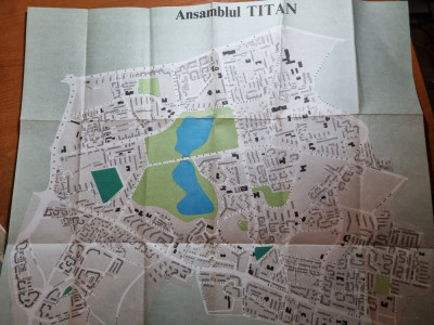 Bucuresti-harta ansamblul cartierului titan-din anii &amp;#039;80 - dimesiuni 50/47 cm foto