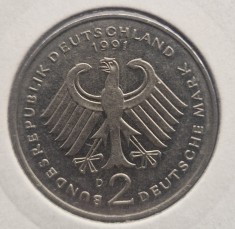 Germania 2 Mark 1991 D moneda cupru nichel km # 149 Kurt Schumacher