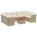 Cumpara ieftin Set canapele de gradina cu perne, 10 piese, bej, poliratan
