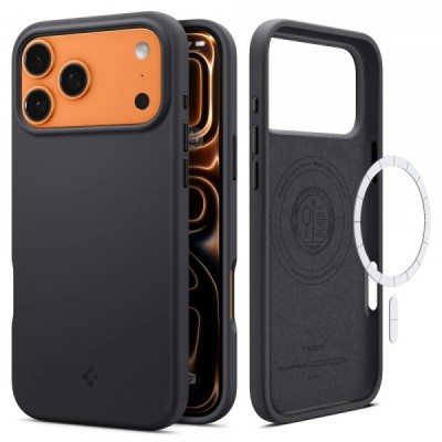 Husa MagSafe pentru Apple iPhone 17 Pro Max, Spigen, Silicone Fit, Neagra foto