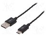 Cablu USB A mufa, USB C mufa, USB 2.0, lungime 1m, negru, Goobay - 45735