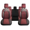 Set Huse Scaune Auto pentru Audi Q7 - Panda PSC02, material textil cu piele ecologica, cu fermoare pentru bancheta rabatabila, visiniu cu negru, 11 pi
