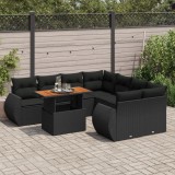 Cumpara ieftin Gossi set mobilier de gradina cu perne, 9 piese, negru, poliratan
