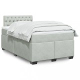VidaXL Pat continental cu saltea, gri deschis, 120x200 cm, catifea 3288588