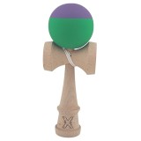 Kendama X Originala, Profesionala, Cyrax, din Lemn, Rubber Grip, 18 cm, Verde/Mov