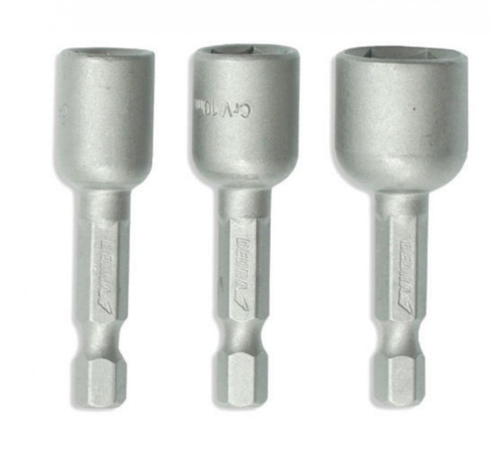 Set de chei tubulare magnetice 3buc: 8,10,13 x 48mm, 1/4&#039;&#039; Dedra