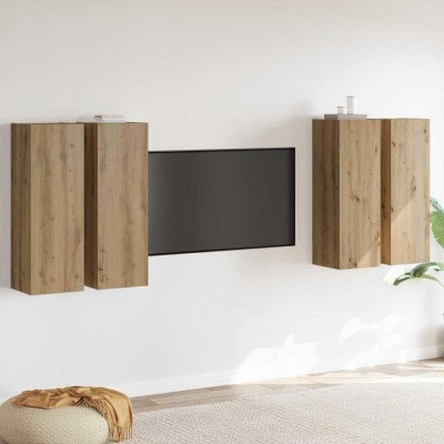 vidaXL Set Dulapuri TV 4 pcs stejar artizanal 30.5 x 30 x 90 cm 3393569 foto
