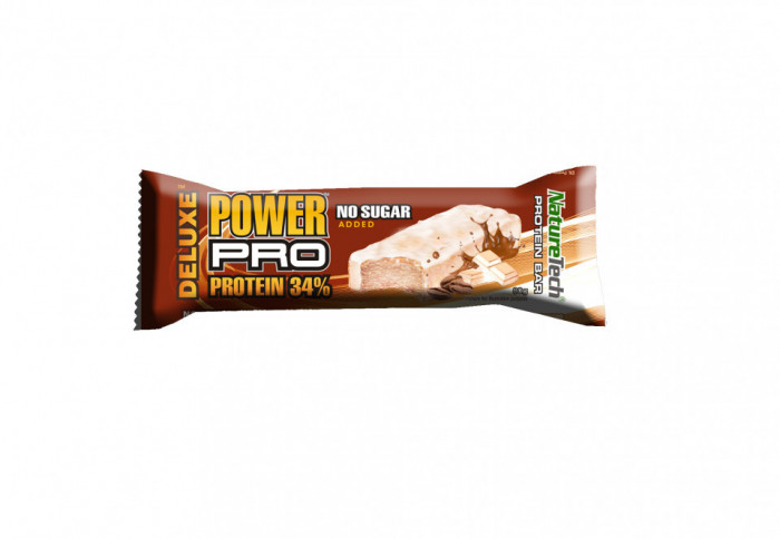 Baton energizat POWER PRO DELUXE 34% proteina, FARA ZAHAR MOCCA 80g NATURE TECH