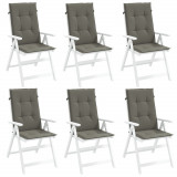 VidaXL Perne scaun cu spătar &icirc;nalt 6 buc. melanj gri 120x50x4cm textil