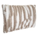Pernă Decorativă, Model Dungi Reliefate, Bej-Maro, 55x37cm, Imitatie Blană Moale