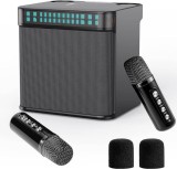 Boxa portabila karaoke, doua microfoane wireless, bluetooth, LED RGB, 100W,