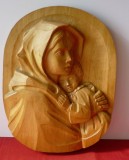 ICOANA PE LEMN, BASORELIEF, SCULPTATA