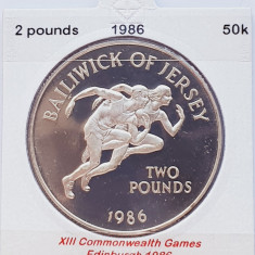 84 Jersey 2 Pounds 1986 Elizabeth II (Commonwealth Games) km 67 proof argint