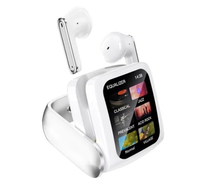 Casti wireless in-ear, Royaltenic T71, Bluetooth, display color cutie incarcare, albe foto
