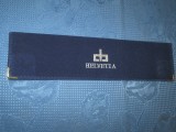 1829-Husa Helvetia albastra pentru ceasuri si bijuterii. Marimi-26_6cm. Exista 40 buc, stare buna. Se vinde doar husa, ceasul este pentru reclama.