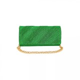 Cumpara ieftin Geanta plic seara, verde, 20 x 10 cm, model dungi oblice in relief cu sclipici, Magrot 24024