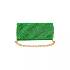 Geanta plic seara, verde, 20 x 10 cm, model dungi oblice in relief cu sclipici, Magrot 24024
