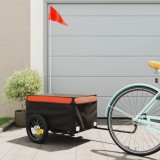 VidaXL Remorcă pentru biciclete negru/portocaliu, 30 kg, fier