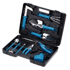 Set 10 Unelte de Gradina, Flippy, pentru Plantare Prelucrare Sol si Ingrijire Plante, Manere Albastre, Material PVC si Otel Inoxidabil, Cutie Inclusa, foto