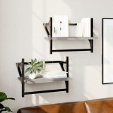 vidaXL Rafturi Perete cu Bare, 2 buc, Gri Sonoma, 40x25x30 cm - Rafturi Suspendate, Design Modern, Depozitare