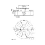 Set disc frana Cadillac Bls Wagon 12.07-, Bls 04.06-; Opel Signum Liftback (Z03) 05.03-12.08, Vectra C (Z02) 04.02-, Vectra C Estate (Z02) 10.03-01.0, BREMBO